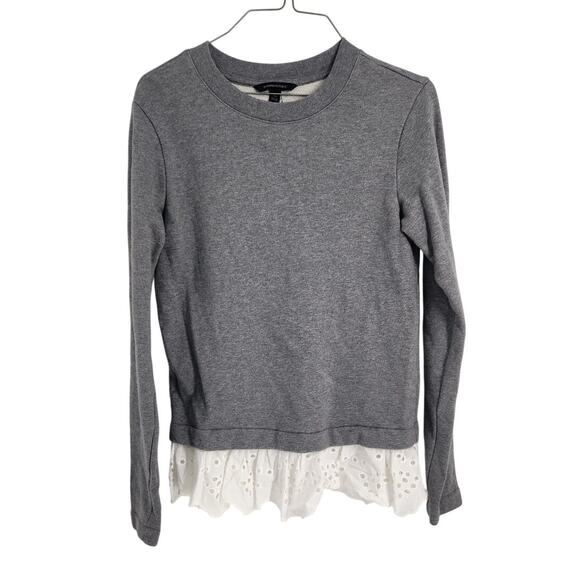Banana Republic Gray Long Sleeve Ruffle Hem Top Womens Size Extra Small XS - Picture 1 of 4